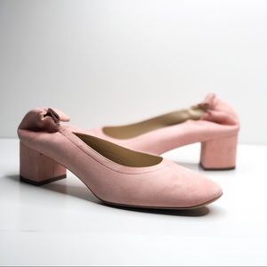 EVERLANE Day Block Heel In Baby Petal Pink Suede
